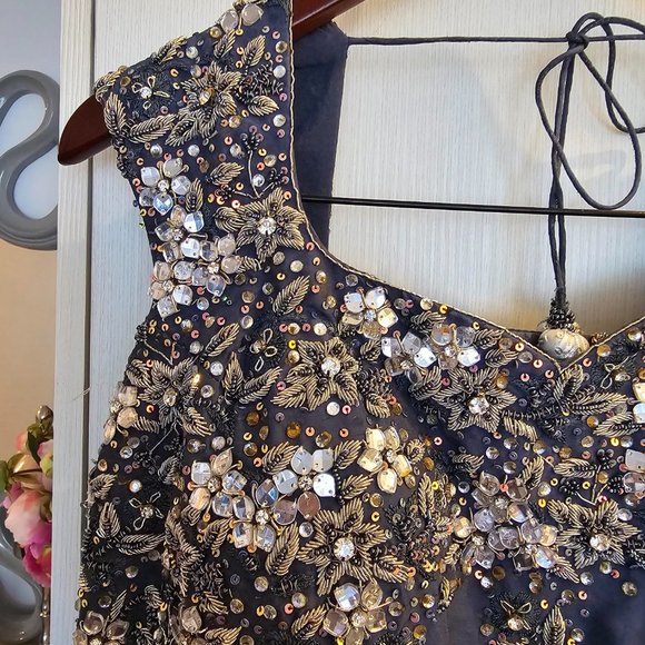 Indian Lengha gun metal grey blue size 10 - Picture 3 of 7